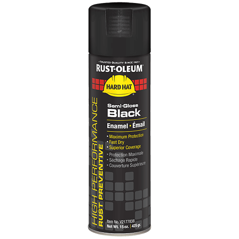RO V2177838 SEMI-GLOSS BLACK SPRAY HARD HAT RUST-PREVENTIVE ENAMEL