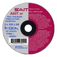 CUT OFF WHL 3"x .035 x 3/8" 100/BX 23051 UNITED ABRASIVES